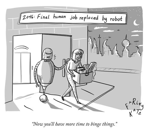 2016: Final human job replaced by robot.