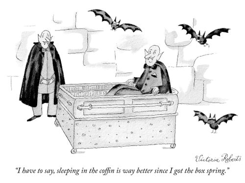 "I have to say, sleeping in a coffin is way better since I got the box spring."