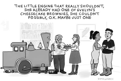 The Little Engine that really shouldn't, she already had one of Evelyn's cheesecake brownies, she couldn't possibly, O.K. maybe just one.
