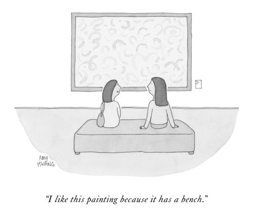 “I like this painting because it has a bench.”