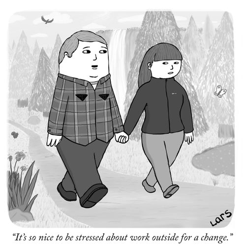 "It's so nice to be stressed about work outside for a change."