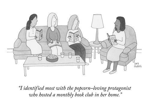 "I identified most with the popcorn-loving protagonist who hosted a monthly book club in her home."