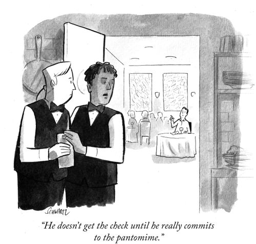 "He doesn't get the check until he really commits to the pantomime."