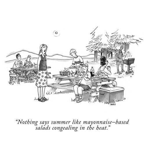 "Nothing says summer like mayonnaise-based salads congealing in the heat."