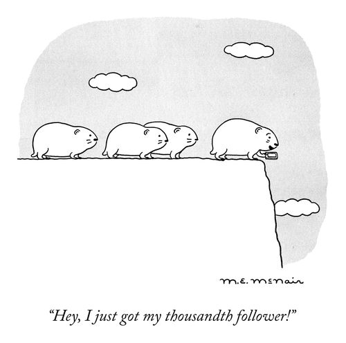 "Hey, I just got my thousandth follower."