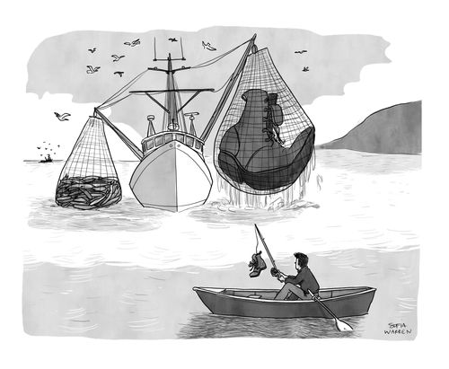 Fishing for boots.