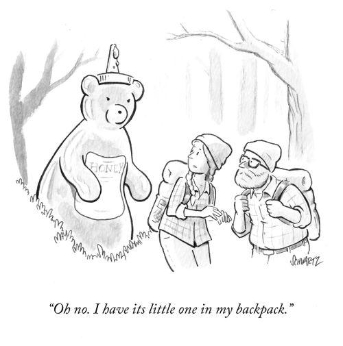 "Oh no. I have its little one in my backpack."