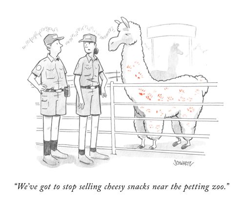 "We've got to stop selling cheesy snacks near the petting zoo."