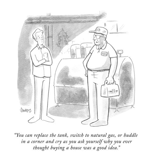 "You can replace the tank, switch to natural gas, or huddle in a corner and cry as you ask yourself why you ever thought buying a house was a good idea."