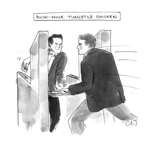 Rush-hour turnstile chicken