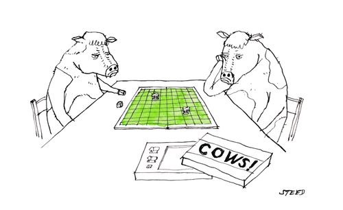 Cows play a board game called Cows!