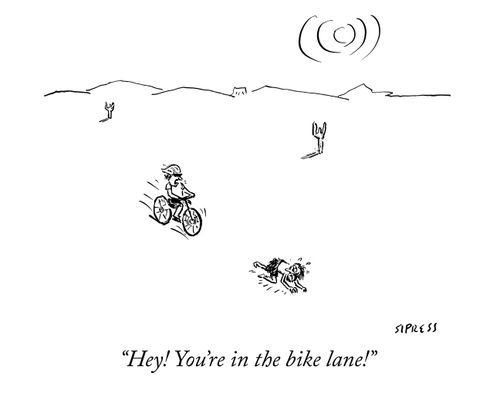 "Hey! You're in the bike lane!"