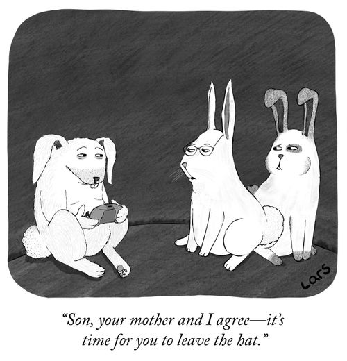 "Son, your mother and I agree – it's time for you to leave the hat."