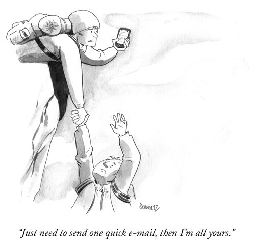"I just need to send one quick e-mail then I'm all yours."