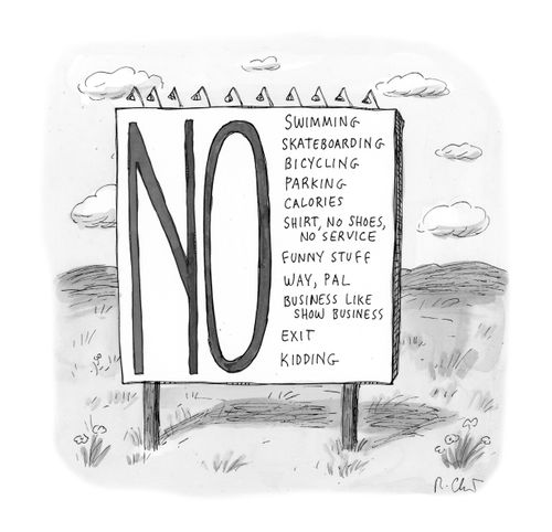 No Swimming, Skateboarding, Bicycling, Parking, Calories. . .