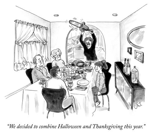 "We decided to combine Halloween and Thanksgiving this year."