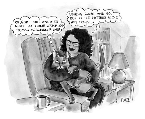 "Oh, god. . . not another night at home watching Ingmar Bergman films!"