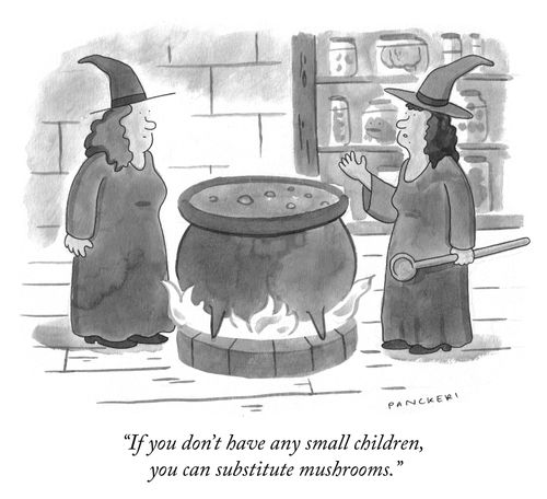 "If you don't have any small children, you can substitute mushrooms."
