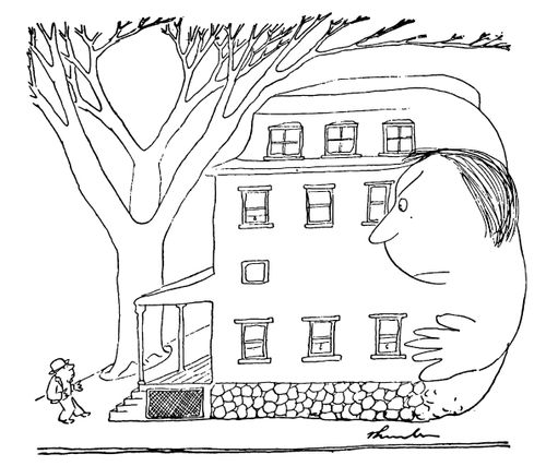 A house haunts a man.