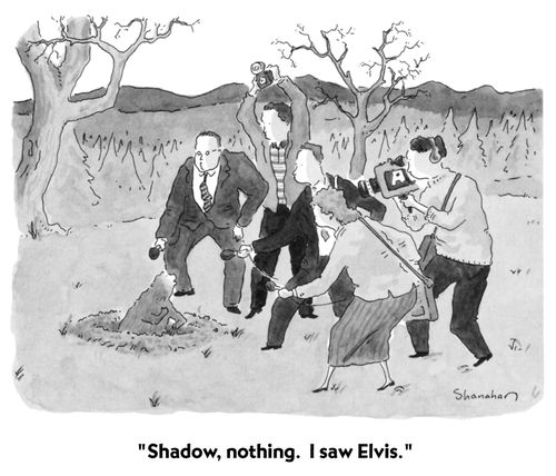 "Shadow, nothing. I saw Elvis."
