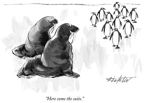 "Here come the suits."