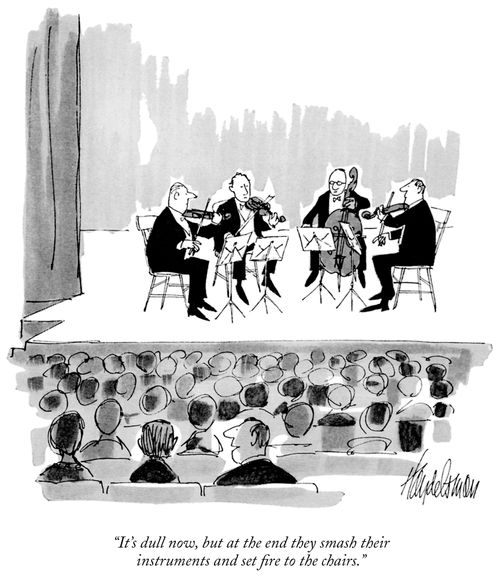 "It's dull now, but at the end they smash their instruments and set fire to the chairs."