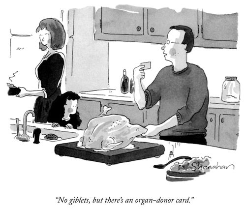 "No giblets, but there's an organ-donor card."