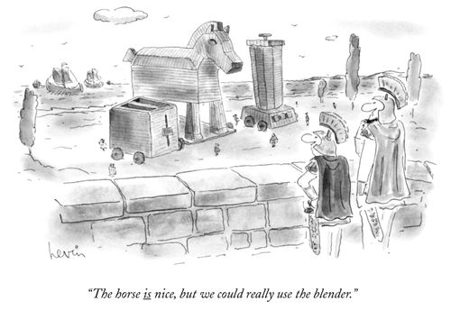 "The horse is nice, but we could really use the blender."