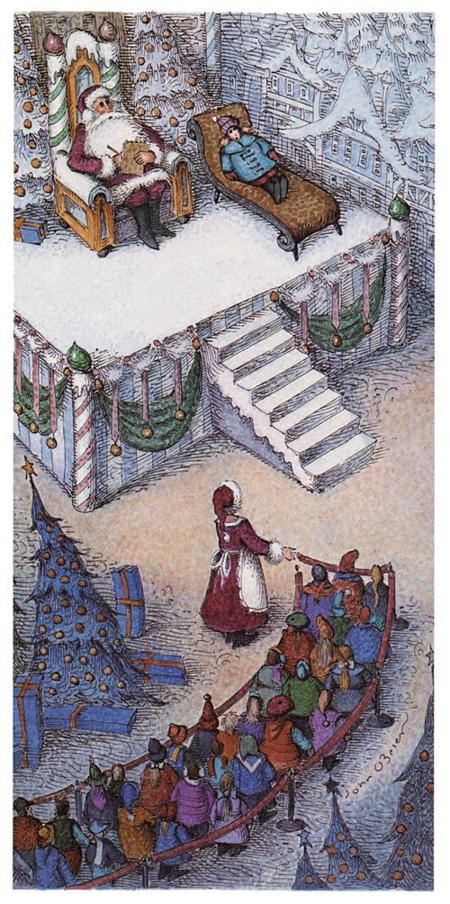 Children line up to talk to Santa