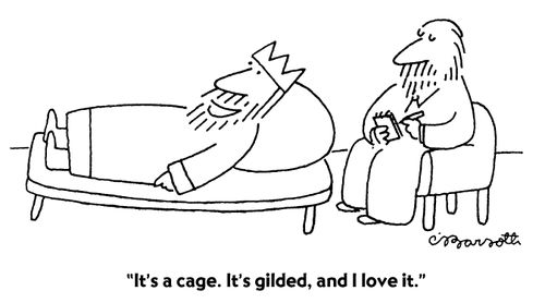 "It's a cage. It's gilded, and I love it."