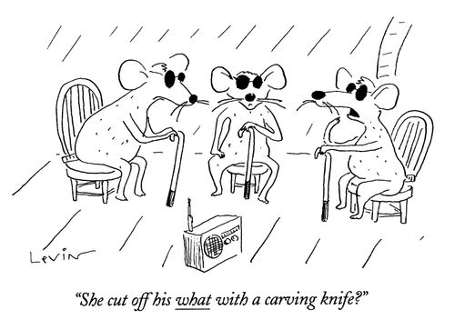 "She cut off his what with a carving knife?"