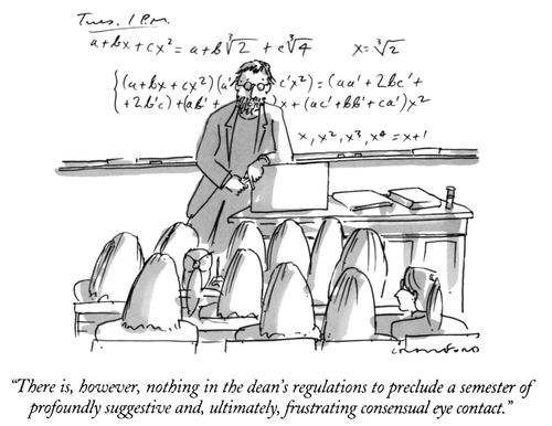 "There is, however, nothing in the dean's regulations to preclude a semester of profoundly suggestive and, ultimately, frustrating consensual eye contact."