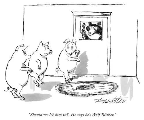 "Should we let him in? He says he's Wolf Blitzer."