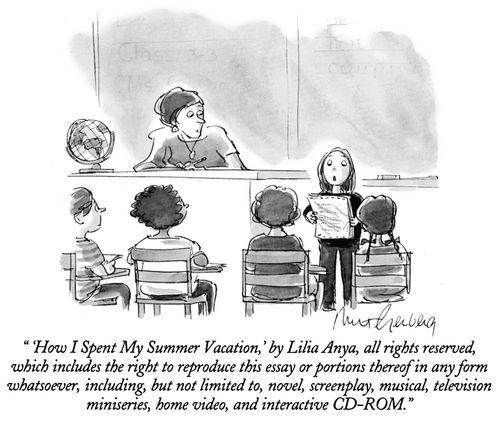 "'How I Spent My Summer Vacation,' by Lilia Anya, all rights reserved, which includes the right to reproduce this essay or portions thereof in any form whatsoever, including, but not limited to, novel, screenplay, musical, television miniseries, home vid