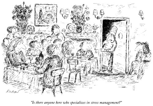 "Is there anyone here who specializes in stress management?"