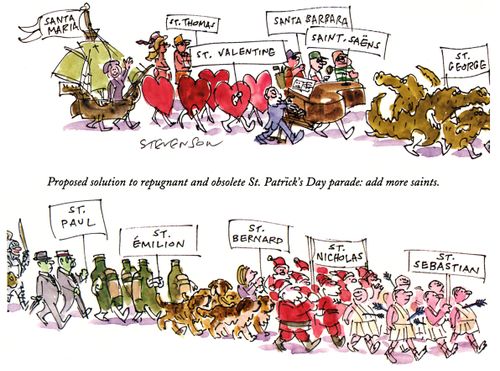 Proposed solution to repugnant and obsolete St. Patrick's Day parade: add more saints.