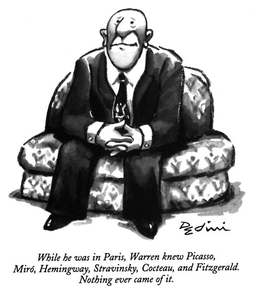 "While he was in Paris, Warren knew Picasso, Miró, Hemingway, Stravinsky, Cocteau, and Fitzgerald. Nothing ever came of it."