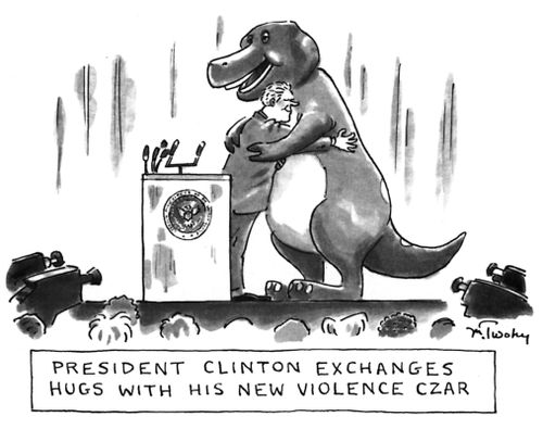 PRESIDENT CLINTON EXCHANGES HUGS WITH HIS NEW VIOLENCE CZAR