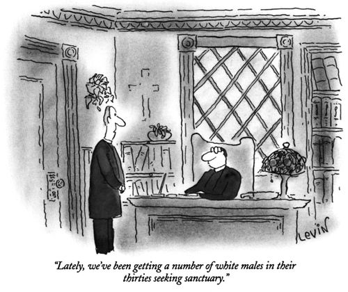 "Lately, we've been getting a number of white males in their thirties seeking sanctuary."