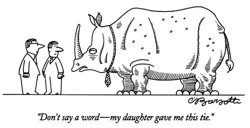 "Don't say a word—my daughter gave me this tie."