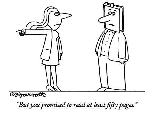 "But you promised to read at least fifty pages."