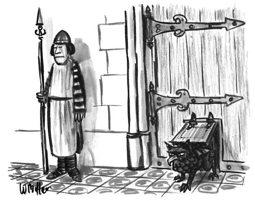 Medieval Cat Exits Via Medieval Catflap