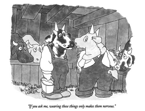 "If you ask me, wearing these things only makes them nervous."