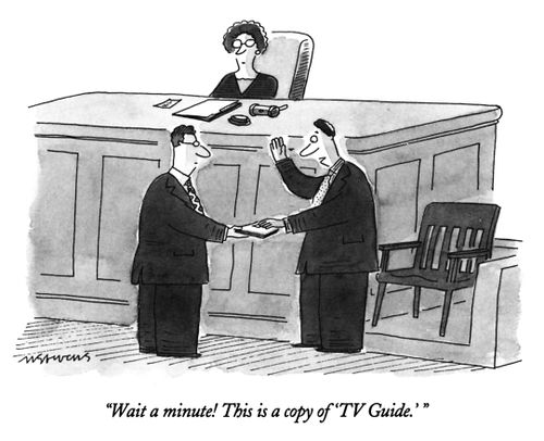 "Wait a minute! This is a copy of 'TV Guide.' "