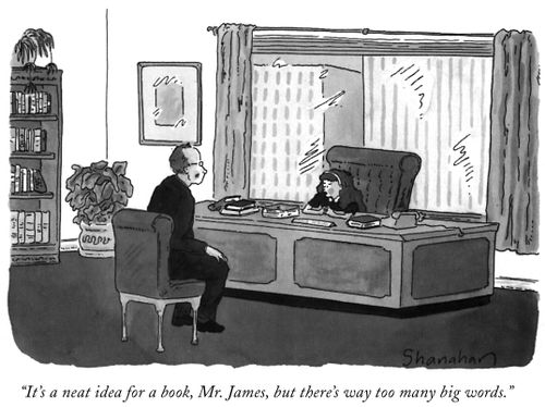 "It's a neat idea for a book, Mr. James, but there's way too many big words."
