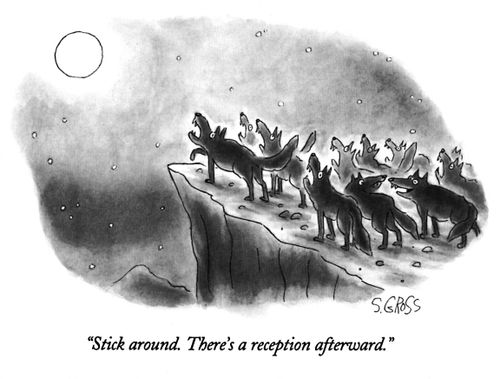 "Stick around. There's a reception afterward."