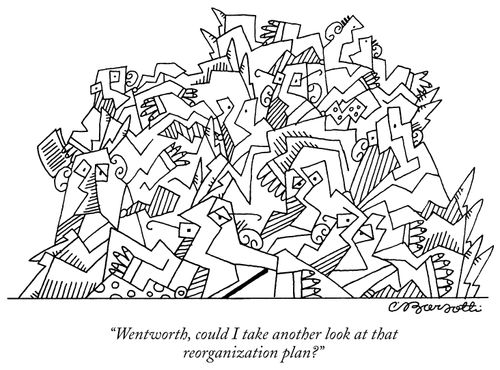 "Wentworth, could I take another look at that reorganization plan?"