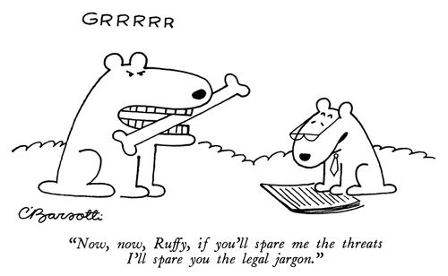 "Now, now, Ruffy, if you'll spare me the threats I'll spare you the legal jargon."