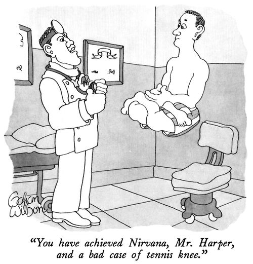 "You have achieved Nirvana, Mr. Harper, and a bad case of tennis knee."