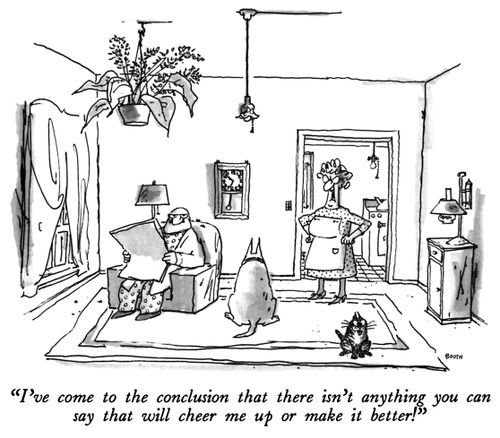 "I've come to the conclusion that there isn't anything you can say that will cheer me up or make it better!"